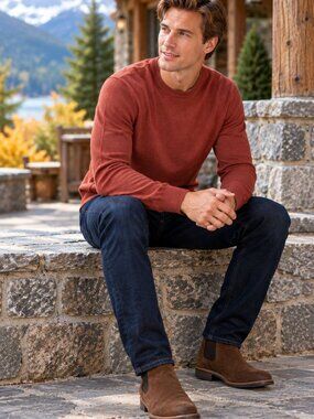 Rodd & Gunn Queenstown Sweater Rust Red Cashmere Merino Wool Crewneck